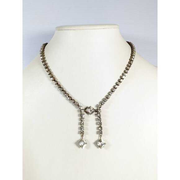Vintage Czechoslovakia Bronze Tone Crystal Rhinestone Art Deco Tennis Necklace - Picture 11 of 11